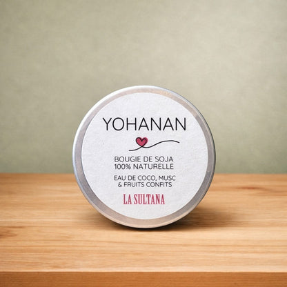 Bougie de soya YOHANAN fruits confits - La Sultana | Soins naturels québecois